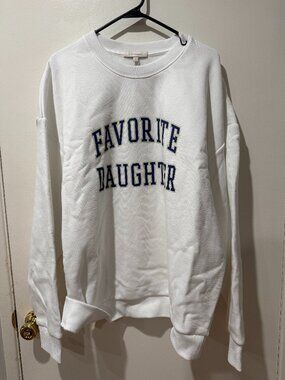 Favorite Daughter Collegiate Sweatshirt White Navy L NWT